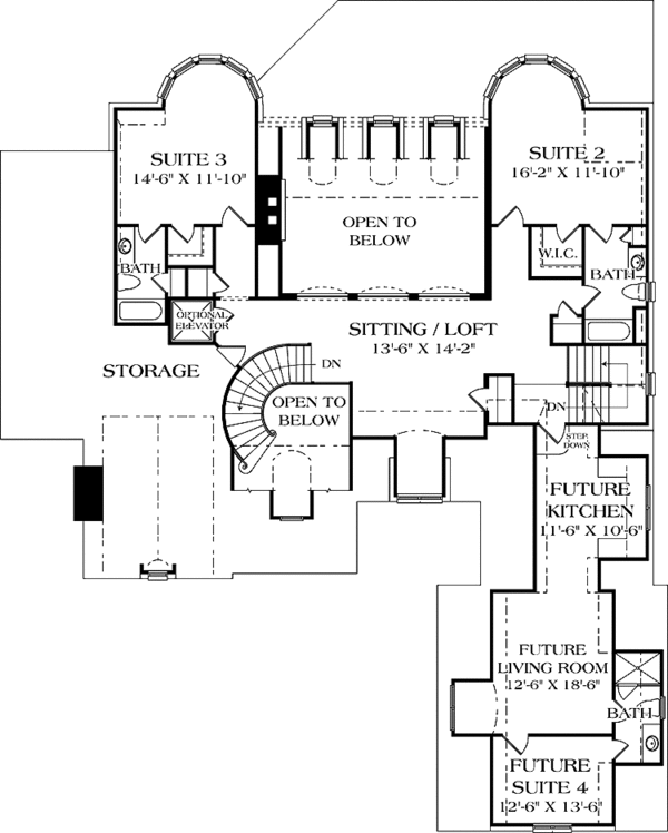 Architectural House Design - European Floor Plan - Upper Floor Plan #453-579
