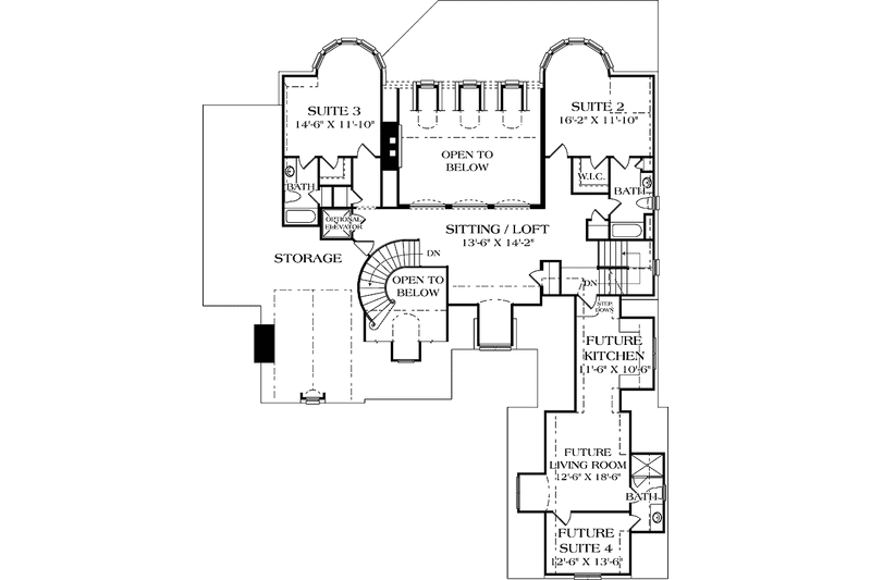 Home Plan - Floor Plan - Upper Floor for European House Plan #453-579 - 4 bed, 4 bath