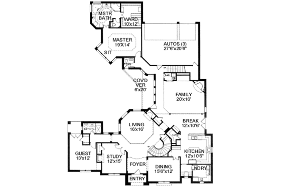 Floor Plan - Main Floor for European House Plan #141-134 - 5 bed, 4.5 bath