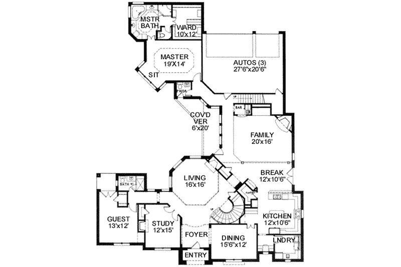 European Style House Plan - 5 Beds 4.5 Baths 4734 Sq/Ft Plan #141-134 ...