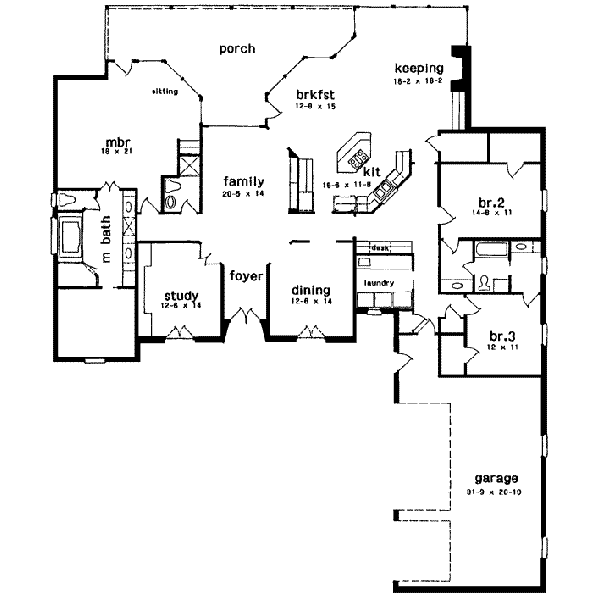 House Blueprint - European Floor Plan - Main Floor Plan #301-114