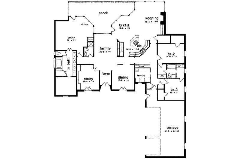 Home Plan - Floor Plan - Main Floor for European House Plan #301-114 - 3 bed, 3 bath