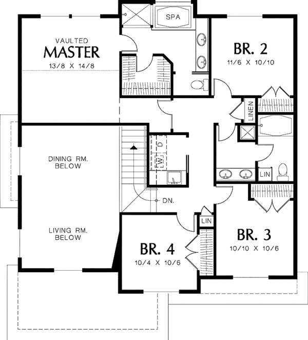 House Plan Design - Craftsman Floor Plan - Upper Floor Plan #48-821