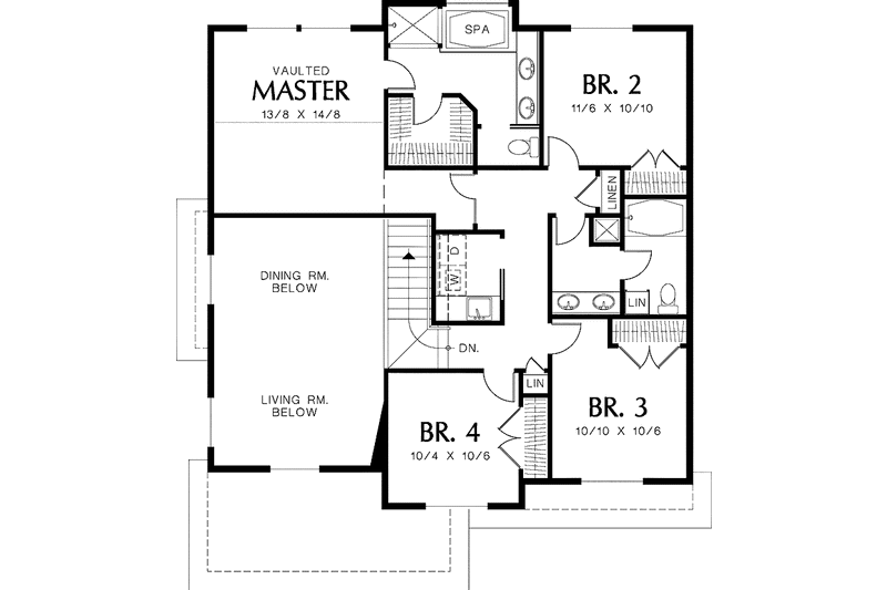 Dream House Plan - Floor Plan - Upper Floor for Craftsman House Plan #48-821 - 4 bed, 2.5 bath