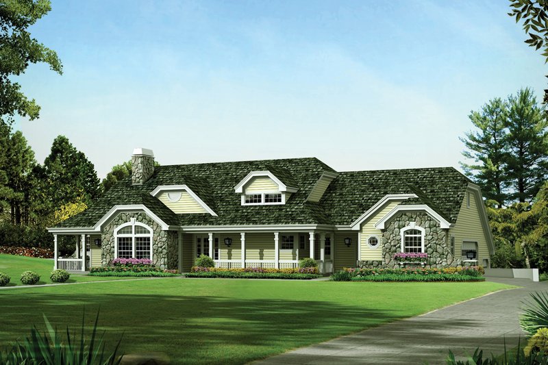 Home Plan - Country Exterior - Front Elevation Plan #57-691