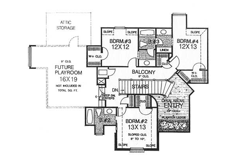Home Plan - Floor Plan - Upper Floor for European House Plan #310-432 - 4 bed, 3.5 bath