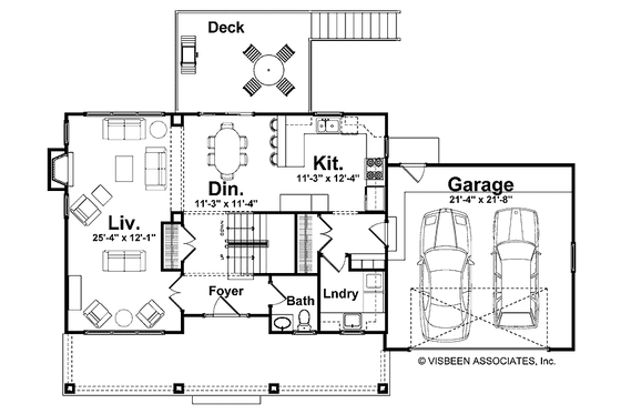 Floor Plan - Main Floor for Craftsman House Plan #928-137 - 3 bed, 2.5 bath