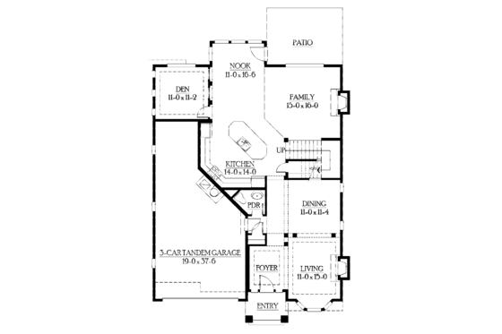 Floor Plan - Main Floor for Craftsman House Plan #132-422 - 4 bed, 2.5 bath