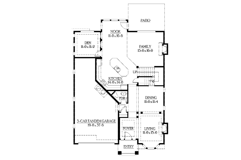 Home Plan - Floor Plan - Main Floor for Craftsman House Plan #132-422 - 4 bed, 2.5 bath
