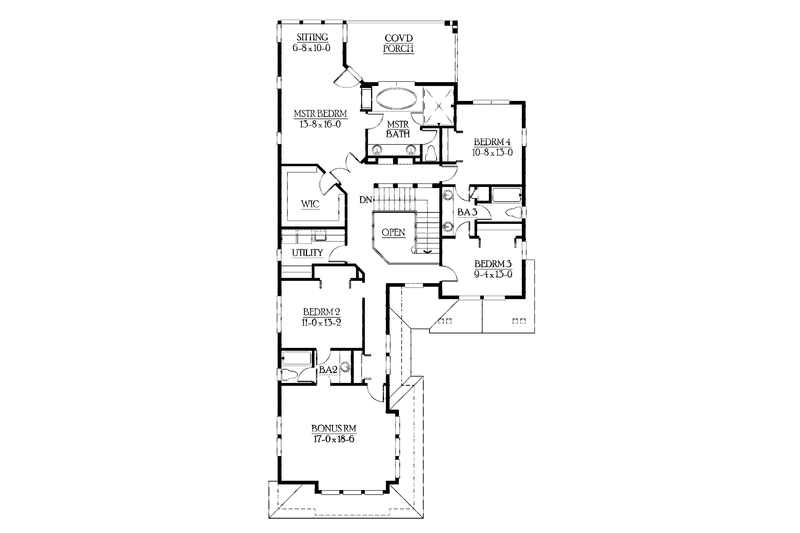 Home Plan - Floor Plan - Upper Floor for Craftsman House Plan #132-431 - 5 bed, 4 bath