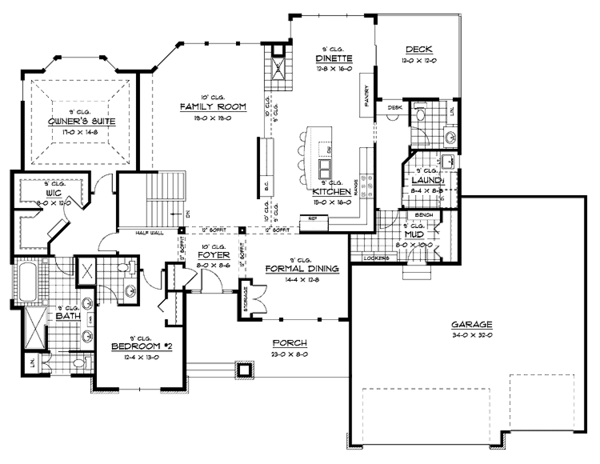 House Blueprint - Traditional Floor Plan - Main Floor Plan #51-681