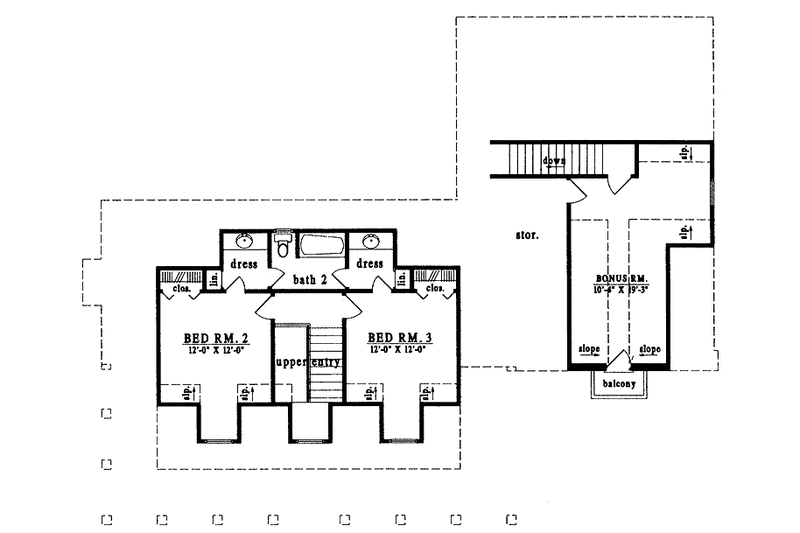 Home Plan - Floor Plan - Upper Floor for Country House Plan #42-551 - 3 bed, 2 bath