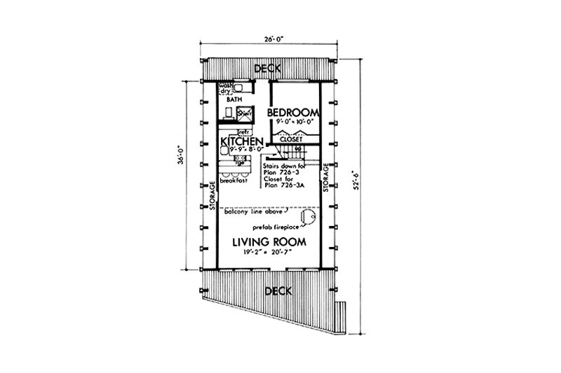 Dream House Plan - Floor Plan - Main Floor for Prairie House Plan #320-1231 - 2 bed, 1 bath