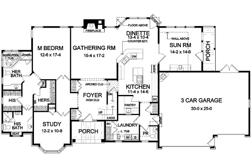 Home Plan - Floor Plan - Main Floor for Colonial House Plan #328-433 - 3 bed, 3.5 bath