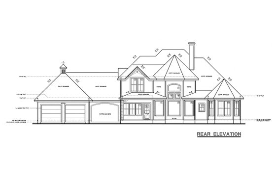 Exterior - Rear Elevation for Victorian House Plan #20-938 - 4 bed, 3.5 bath