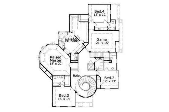 Floor Plan - Upper Floor for Traditional House Plan #411-401 - 4 bed, 4.5 bath