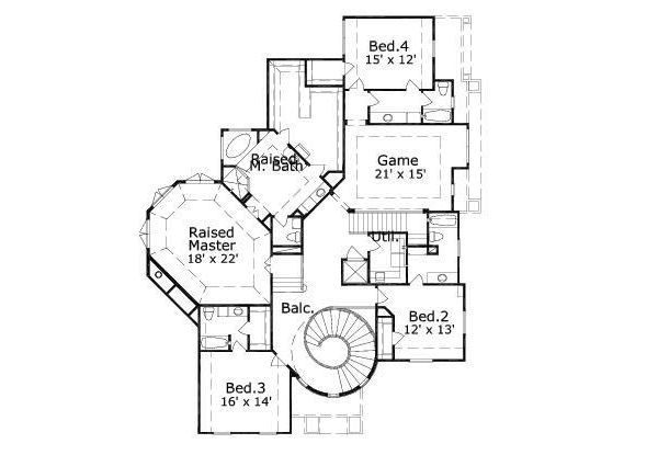 Traditional Floor Plan - Upper Floor Plan #411-401