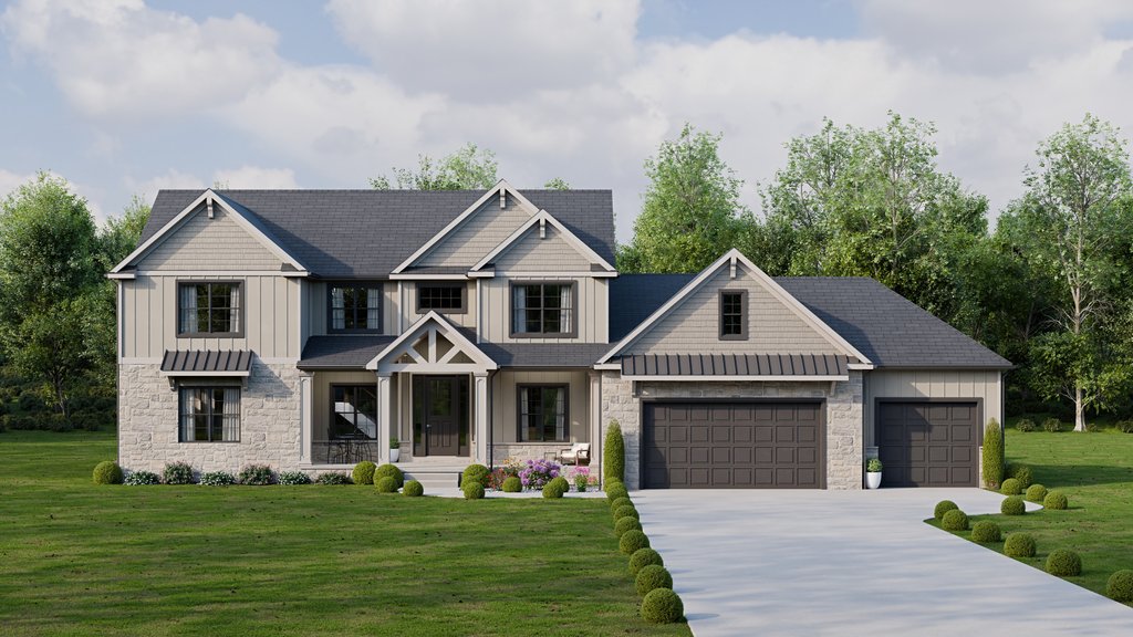 Exterior - Front Elevation 2 for Country House Plan #1089-65 - 3 bed, 2.5 bath