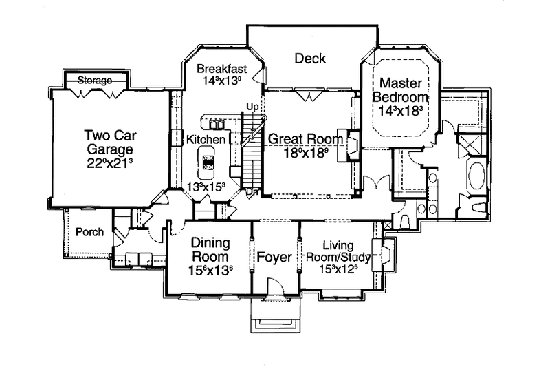 Home Plan - Floor Plan - Main Floor for Classical House Plan #429-190 - 4 bed, 3.5 bath