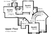 European Style House Plan - 4 Beds 3.5 Baths 3110 Sq/Ft Plan #310-180 