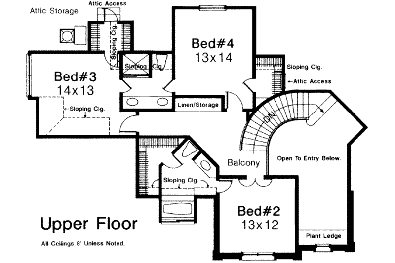House Plan Design - Floor Plan - Upper Floor for European House Plan #310-180 - 4 bed, 3.5 bath