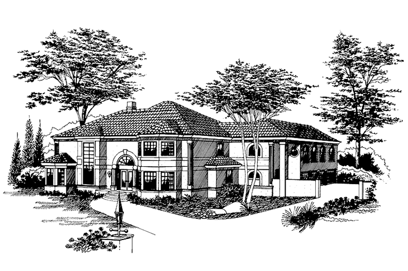 House Plan Design - Mediterranean Exterior - Front Elevation Plan #15-361