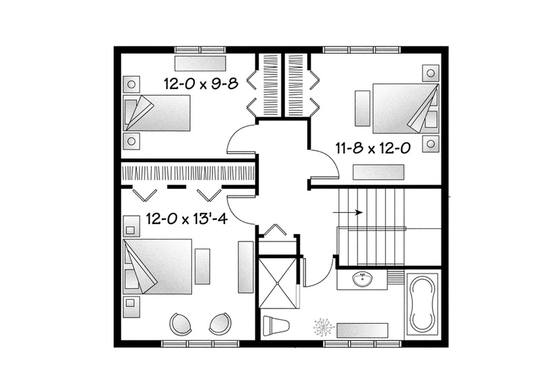 Home Plan - Floor Plan - Upper Floor for Traditional House Plan #23-2508 - 3 bed, 1.5 bath