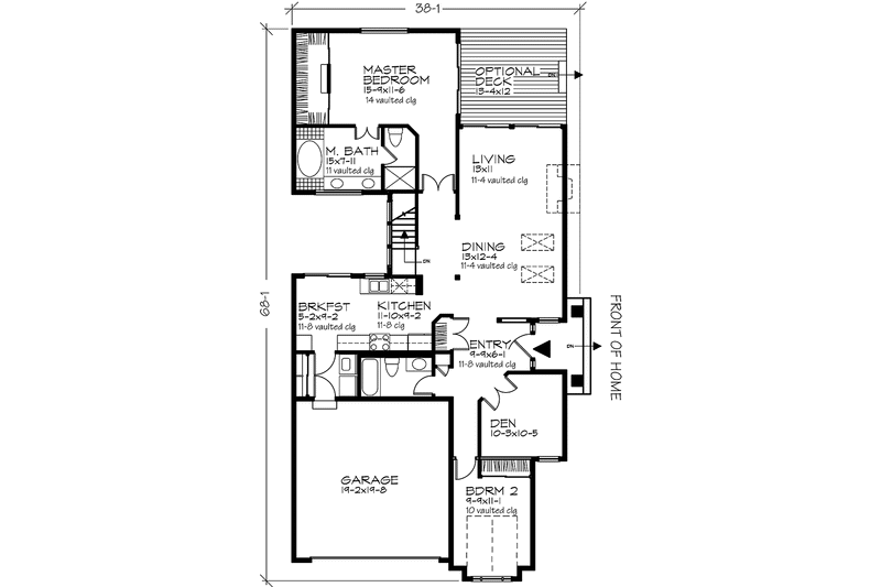 Home Plan - Floor Plan - Main Floor for Prairie House Plan #320-1086 - 2 bed, 2 bath