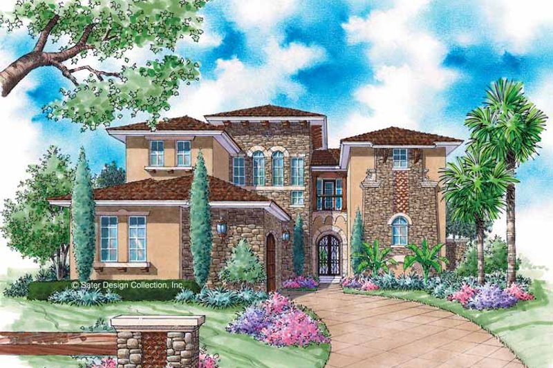 Home Plan - Exterior - Front Elevation 3 for Mediterranean House Plan #930-313 - 4 bed, 4.5 bath