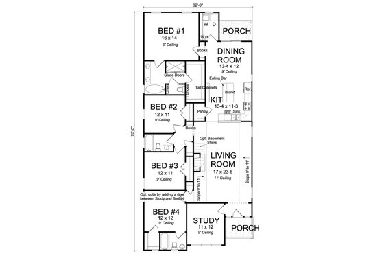 Floor Plan - Main Floor for Cottage House Plan #513-2179 - 4 bed, 3 bath