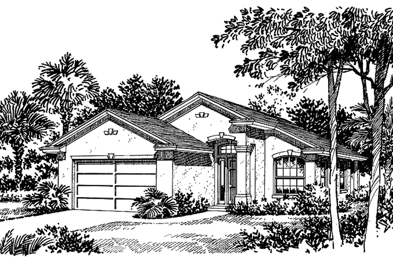 House Design - Exterior - Front Elevation 3 for Mediterranean House Plan #417-675 - 3 bed, 2 bath
