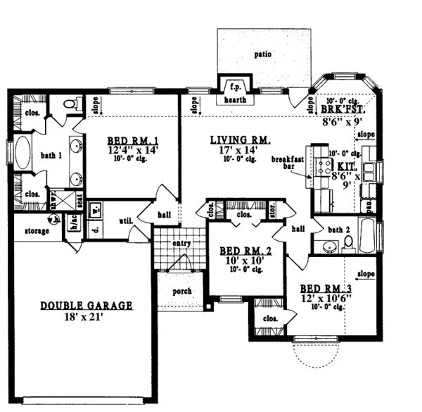 House Plan Design - Ranch Floor Plan - Main Floor Plan #42-589