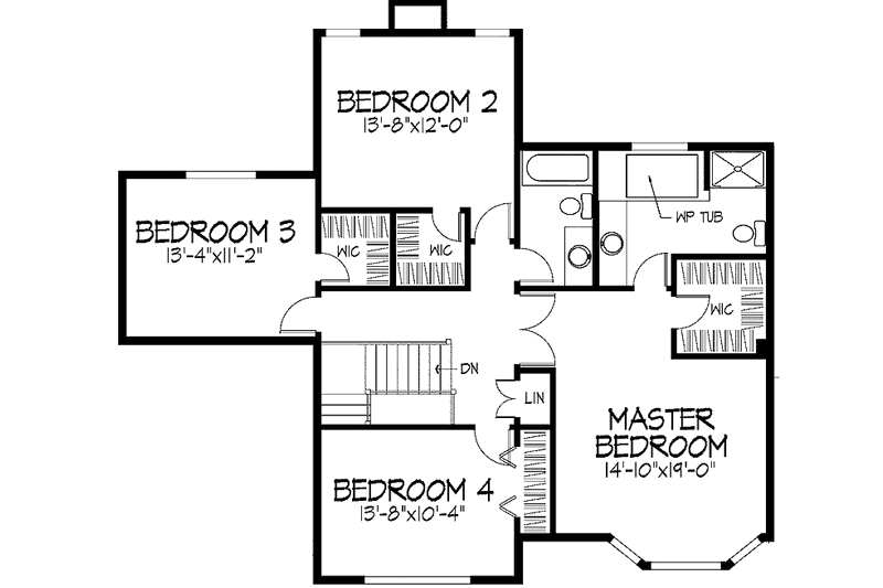 Architectural House Design - Floor Plan - Upper Floor for Tudor House Plan #51-920 - 4 bed, 2.5 bath
