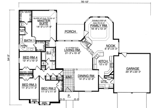 Floor Plan - Main Floor for European House Plan #40-339 - 4 bed, 2 bath