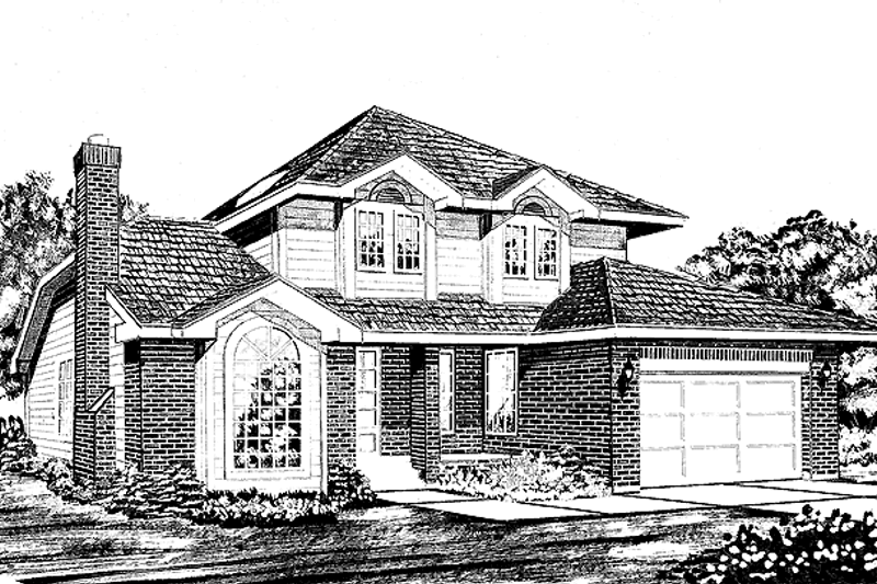 House Blueprint - Prairie Exterior - Front Elevation Plan #47-1030