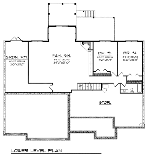 House Plan Design - European Floor Plan - Lower Floor Plan #70-821