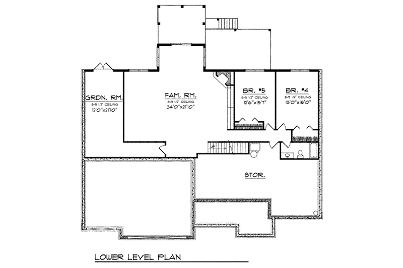 Home Plan - Floor Plan - Lower Floor for European House Plan #70-821 - 5 bed, 3.5 bath