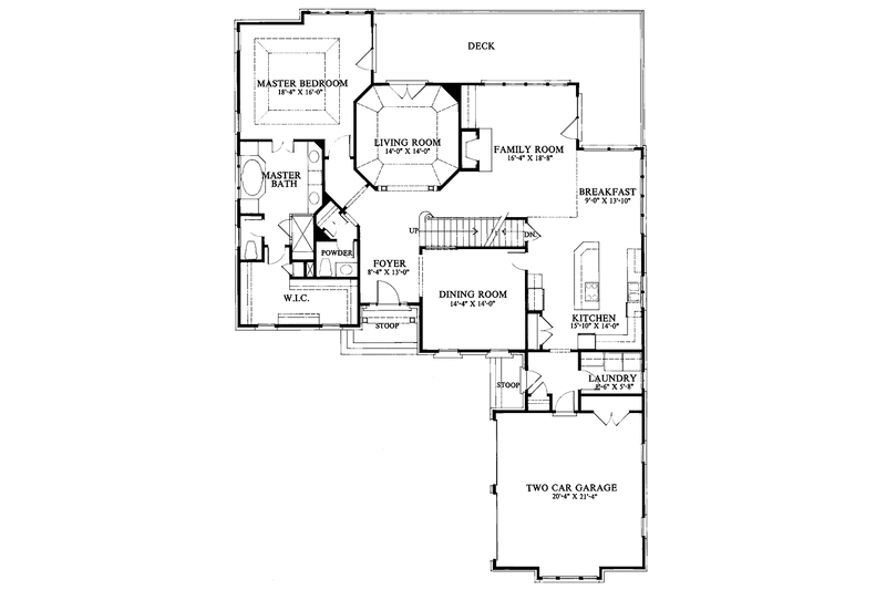 Home Plan - Floor Plan - Main Floor for European House Plan #429-231 - 3 bed, 2.5 bath