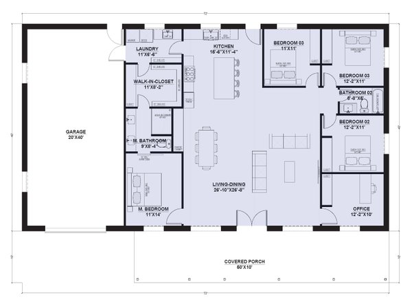 Barndominium Floor Plan - Main Floor Plan #1107-10