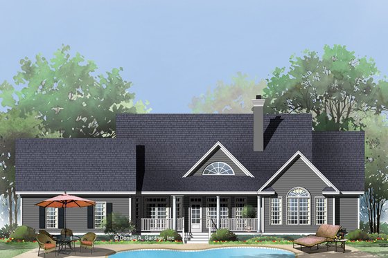 Exterior - Rear Elevation for Country House Plan #929-793 - 4 bed, 2.5 bath