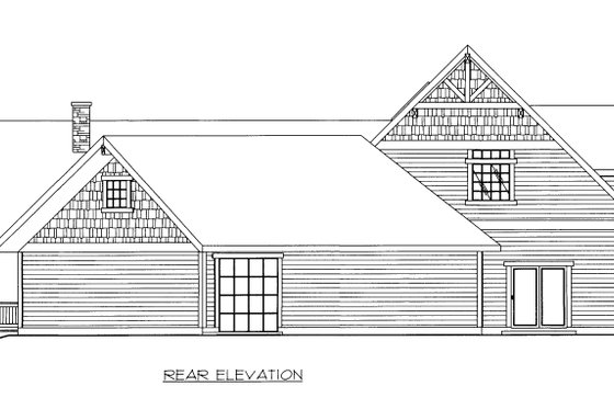 Exterior - Rear Elevation for Bungalow House Plan #117-581 - 4 bed, 4.5 bath
