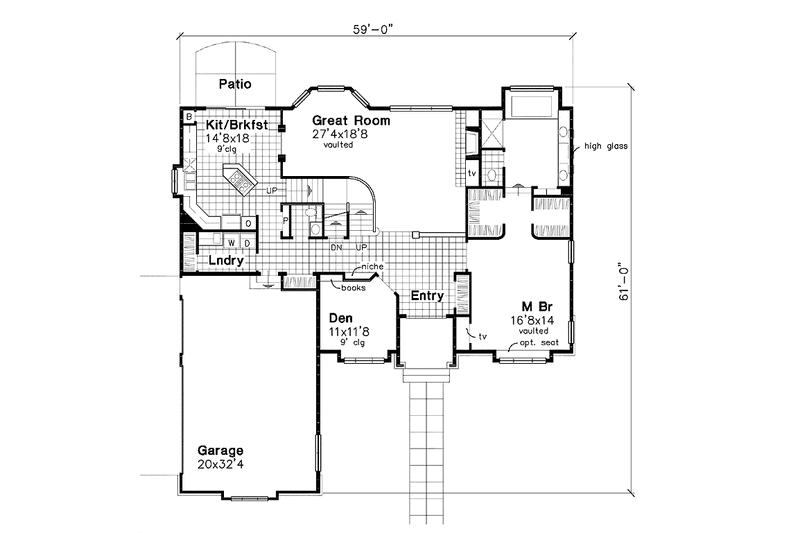 Home Plan - Floor Plan - Main Floor for Country House Plan #320-514 - 4 bed, 2.5 bath