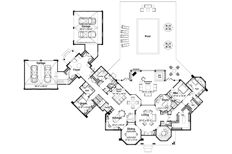 Dream House Plan - Floor Plan - Main Floor for Prairie House Plan #928-62 - 4 bed, 4 bath