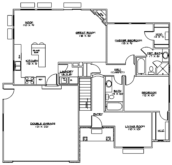 Home Plan - Adobe / Southwestern Floor Plan - Main Floor Plan #5-109