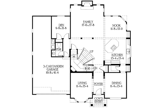 Floor Plan - Main Floor for Craftsman House Plan #132-434 - 4 bed, 2.5 bath