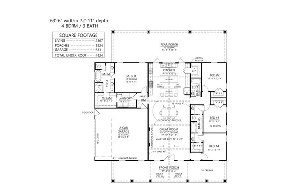 Architectural House Design - Farmhouse Floor Plan - Main Floor Plan #1074-119