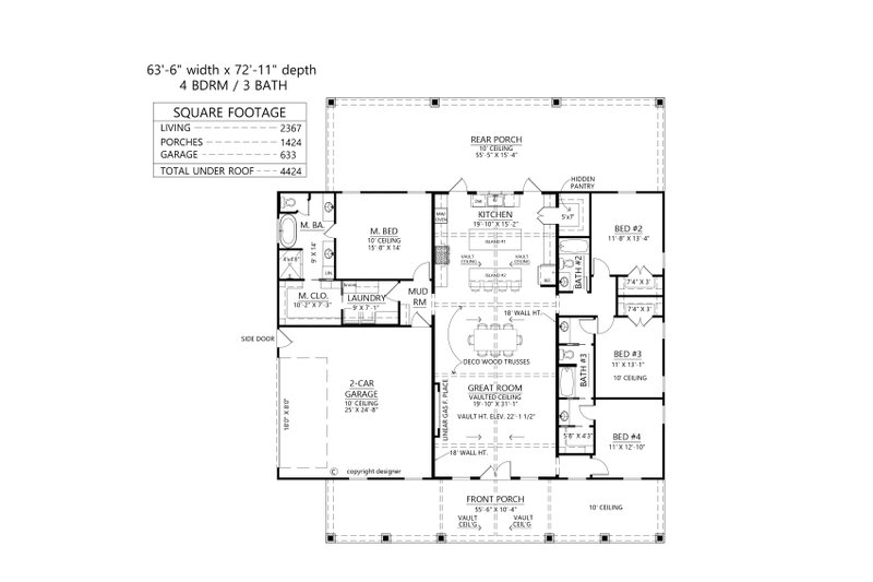 Home Plan - Floor Plan - Main Floor for Farmhouse House Plan #1074-119 - 4 bed, 3 bath
