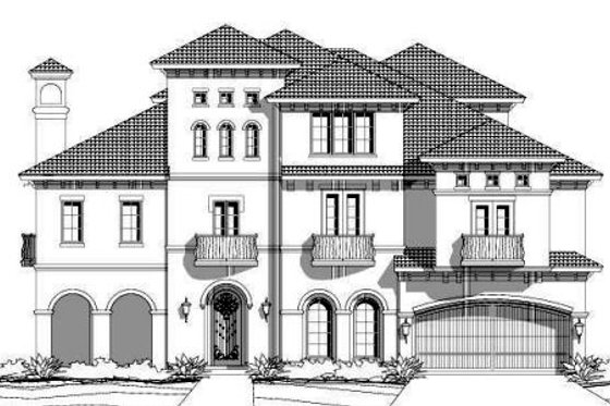 Exterior - Front Elevation for European House Plan #411-656 - 4 bed, 3.5 bath