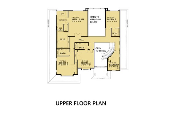 Floor Plan - Upper Floor for Contemporary House Plan #1066-45 - 5 bed, 4.5 bath