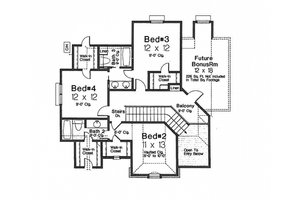 Floor Plan - Upper Floor for European House Plan #310-992 - 4 bed, 3.5 bath